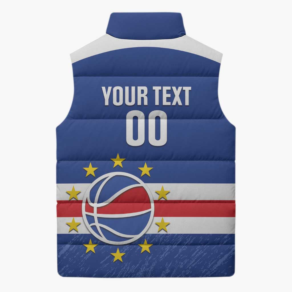 Cape Verde Basketball Custom Sleeveless Puffer Jacket Come On Blue Sharks