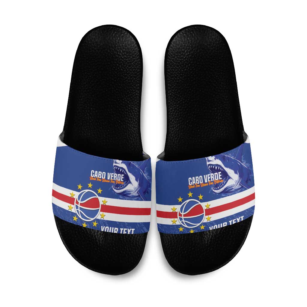 Cape Verde Basketball Custom Slide Sandals Come On Blue Sharks