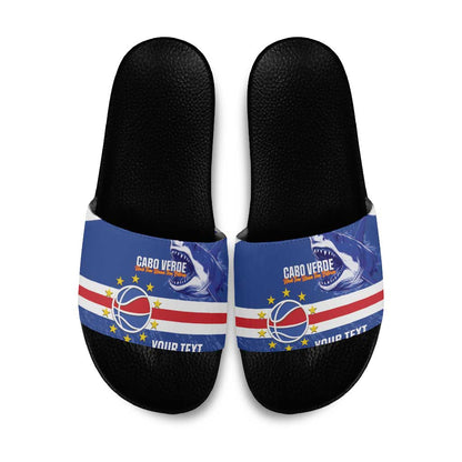 Cape Verde Basketball Custom Slide Sandals Come On Blue Sharks