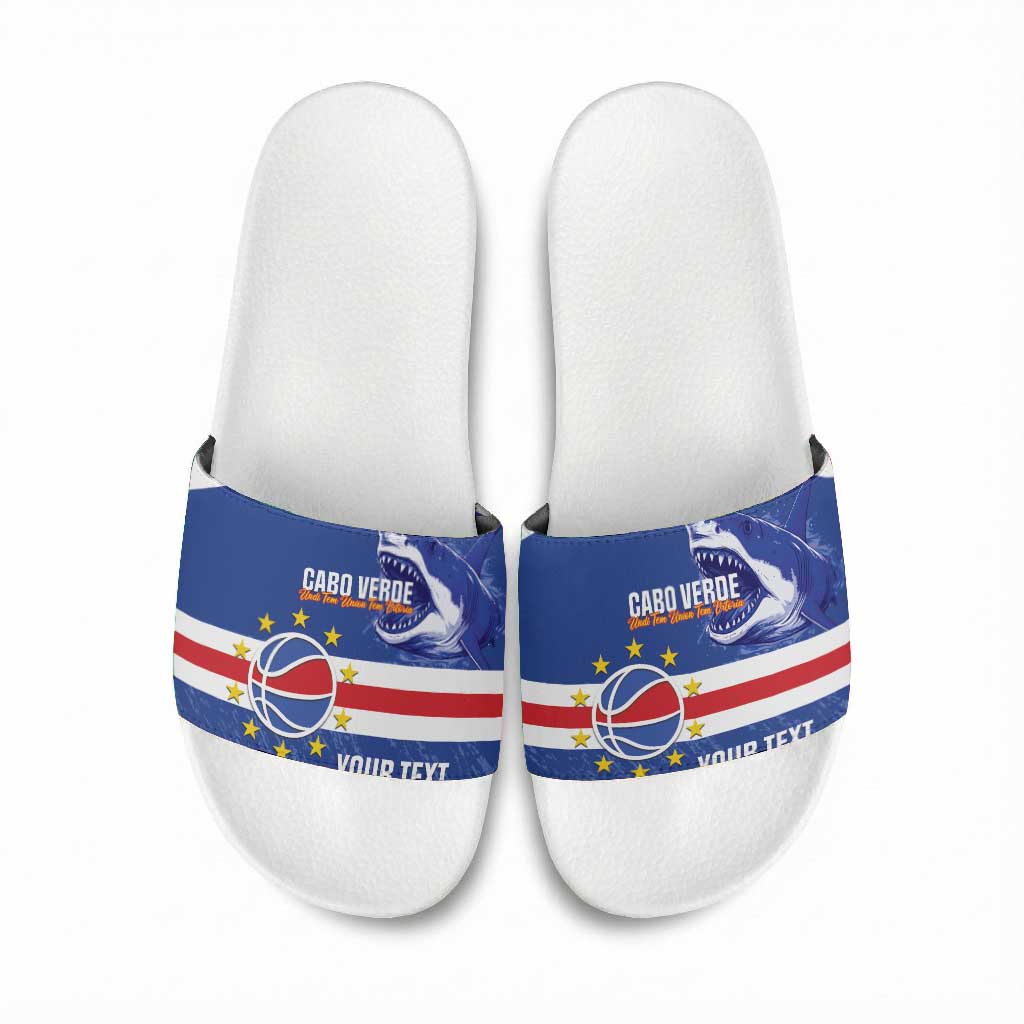 Cape Verde Basketball Custom Slide Sandals Come On Blue Sharks