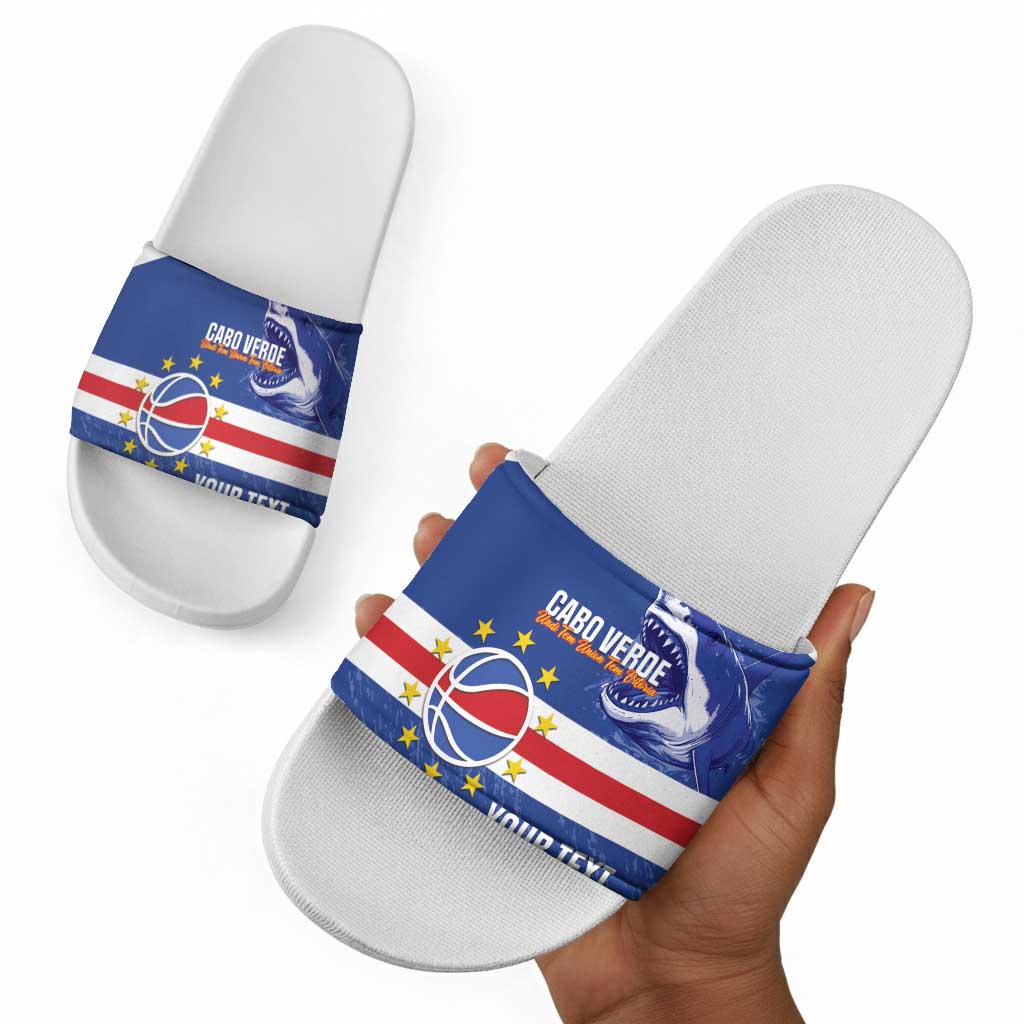 Cape Verde Basketball Custom Slide Sandals Come On Blue Sharks
