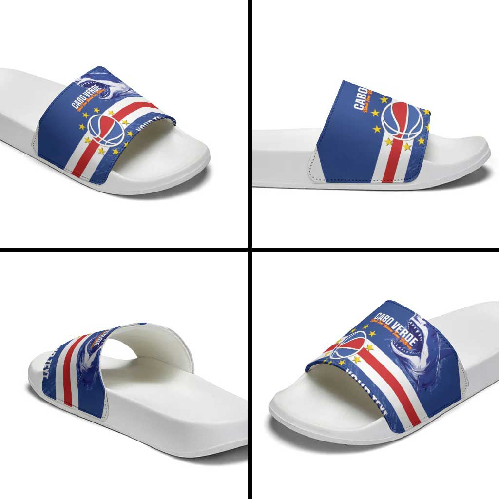 Cape Verde Basketball Custom Slide Sandals Come On Blue Sharks