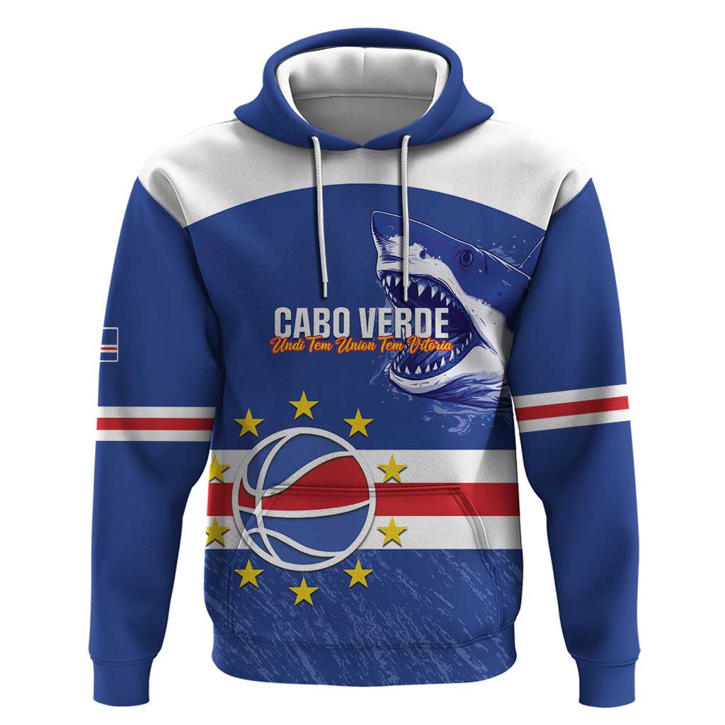 Afro Basketball Custom Cape Verde Zip Hoodie Come On Blue Sharks - African Pride