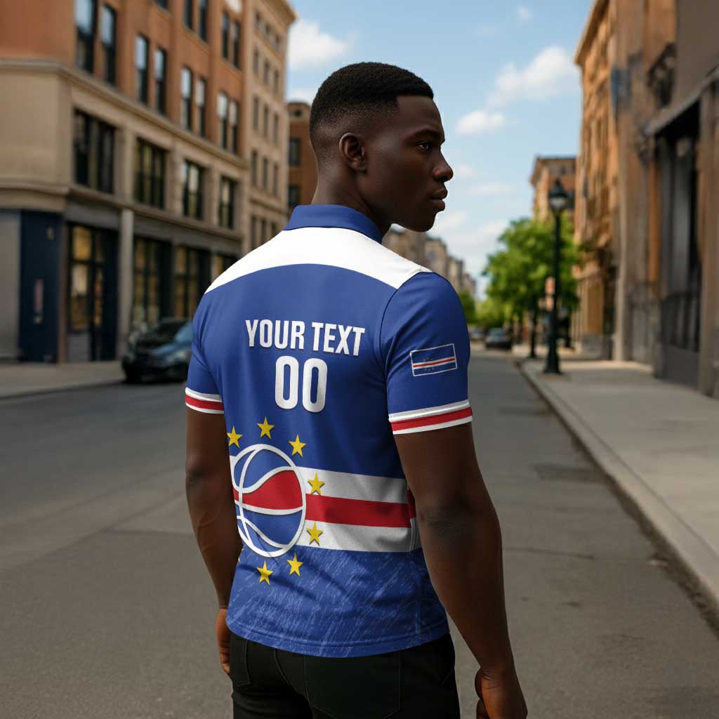 Cape Verde Basketball Custom Zipper Polo Shirt Come On Blue Sharks