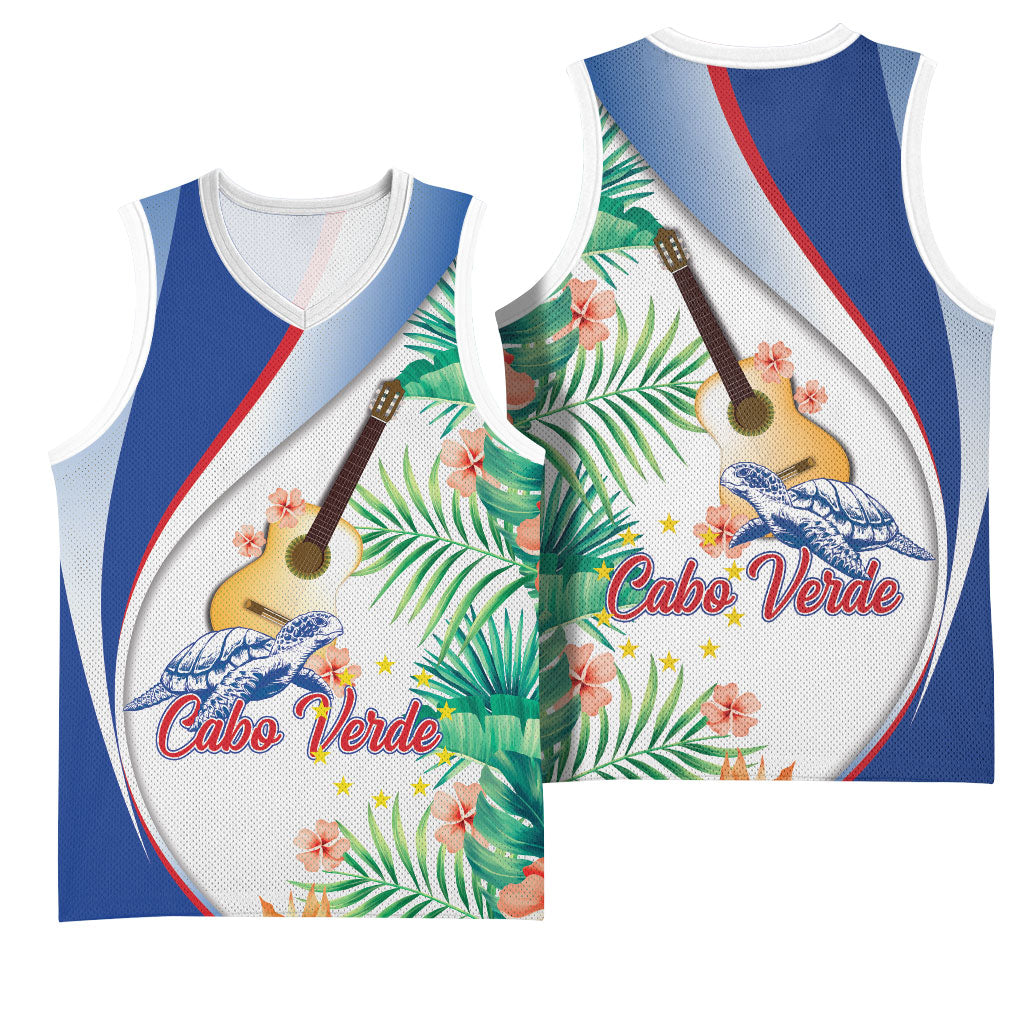 Cavaquinho Cabo Verde Basketball Jersey Cape Verdean Instrument Tropical Sea Turtle