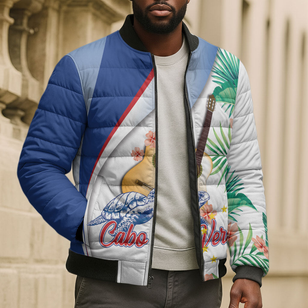 Cavaquinho Cabo Verde Bomber Puffer Jacket Cape Verdean Instrument Tropical Sea Turtle