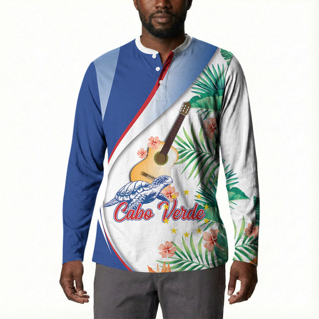 Cavaquinho Cabo Verde Button Sweatshirt Cape Verdean Instrument Tropical Sea Turtle