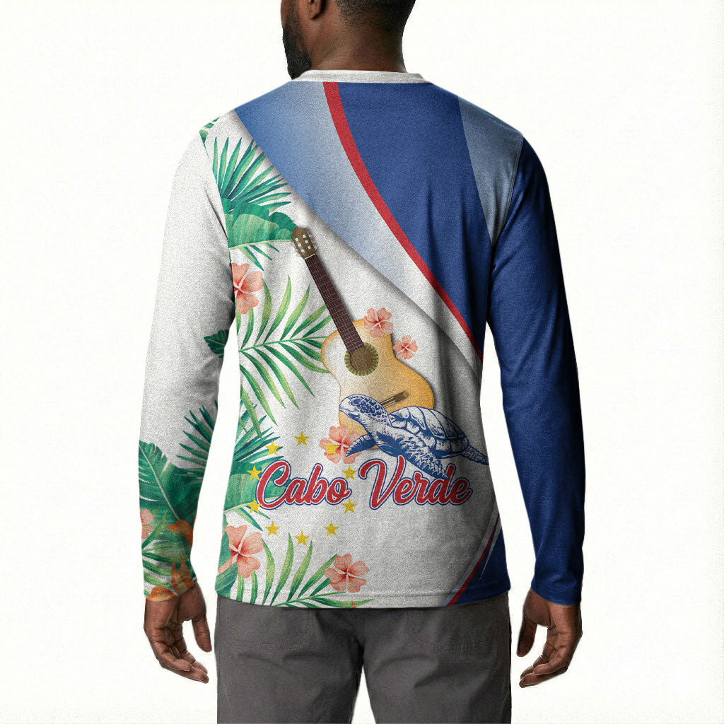 Cavaquinho Cabo Verde Button Sweatshirt Cape Verdean Instrument Tropical Sea Turtle