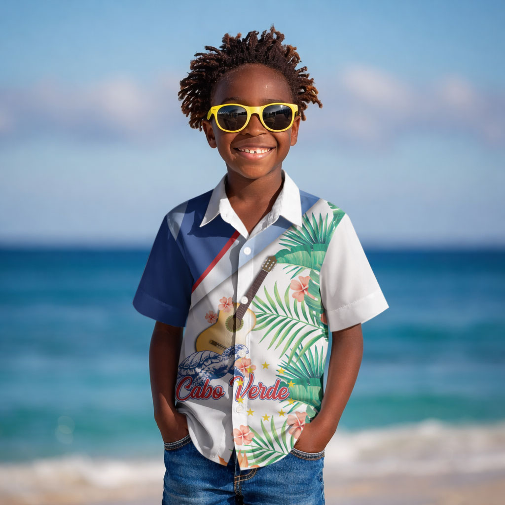 Cavaquinho Cabo Verde Kid Hawaiian Shirt Cape Verdean Instrument Tropical Sea Turtle
