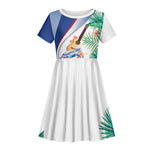Cavaquinho Cabo Verde Kid Short Sleeve Dress Cape Verdean Instrument Tropical Sea Turtle