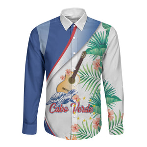 Cavaquinho Cabo Verde Long Sleeve Button Shirt Cape Verdean Instrument Tropical Sea Turtle