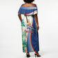 Cavaquinho Cabo Verde Off Shoulder Maxi Dress Cape Verdean Instrument Tropical Sea Turtle