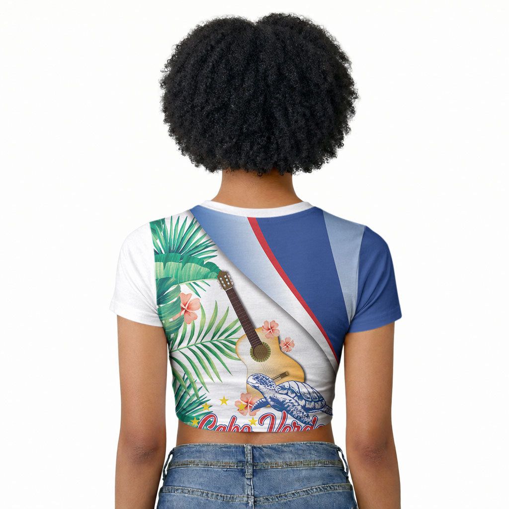 Cavaquinho Cabo Verde Raglan Cropped T shirt Cape Verdean Instrument Tropical Sea Turtle