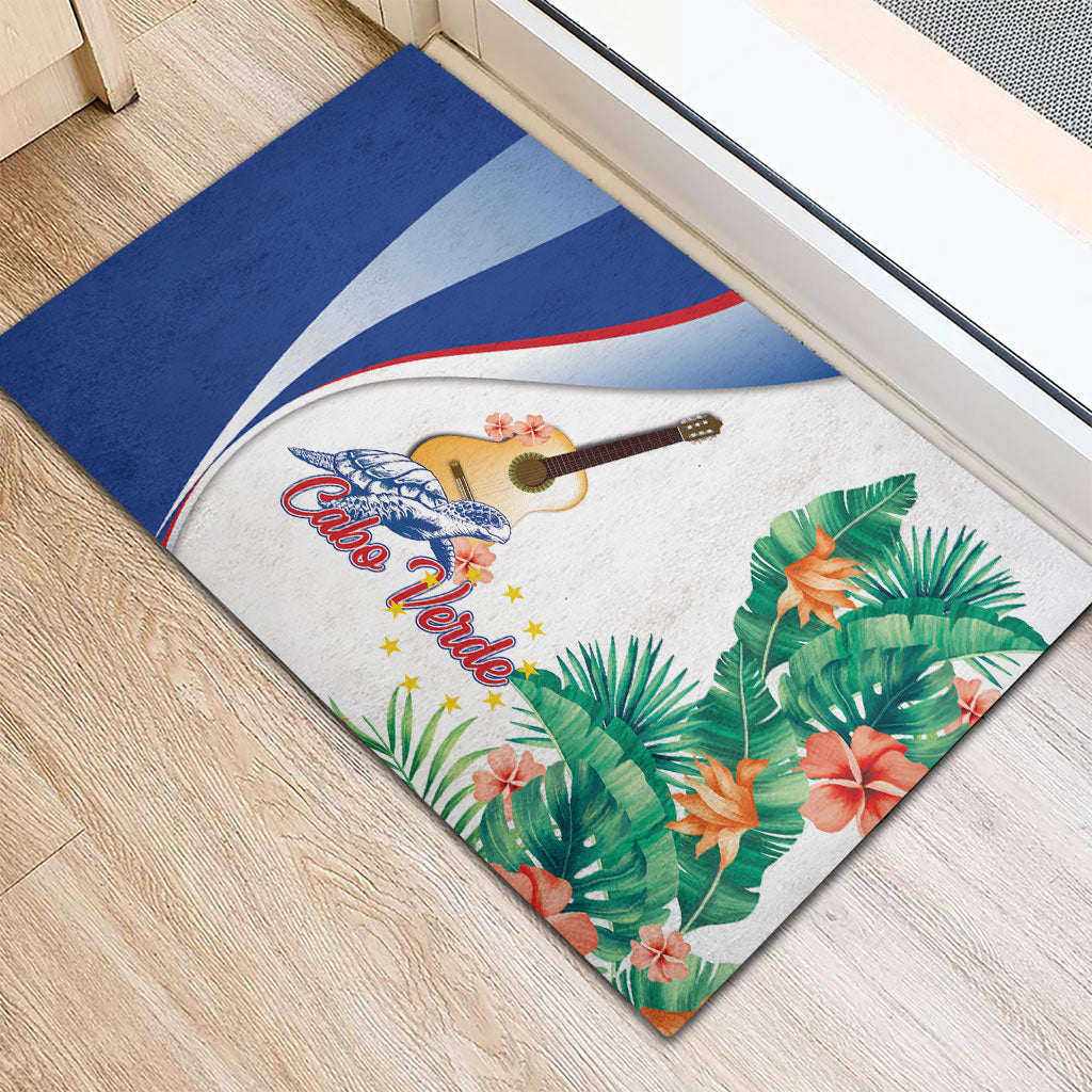 Cavaquinho Cabo Verde Rubber Doormat Cape Verdean Instrument Tropical Sea Turtle