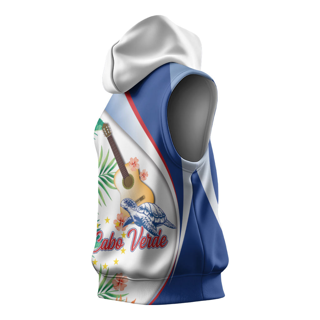 Cavaquinho Cabo Verde Sleeveless Hoodie Cape Verdean Instrument Tropical Sea Turtle