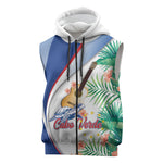 Cavaquinho Cabo Verde Sleeveless Zip Hoodie Cape Verdean Instrument Tropical Sea Turtle