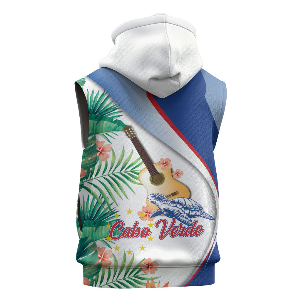 Cavaquinho Cabo Verde Sleeveless Zip Hoodie Cape Verdean Instrument Tropical Sea Turtle