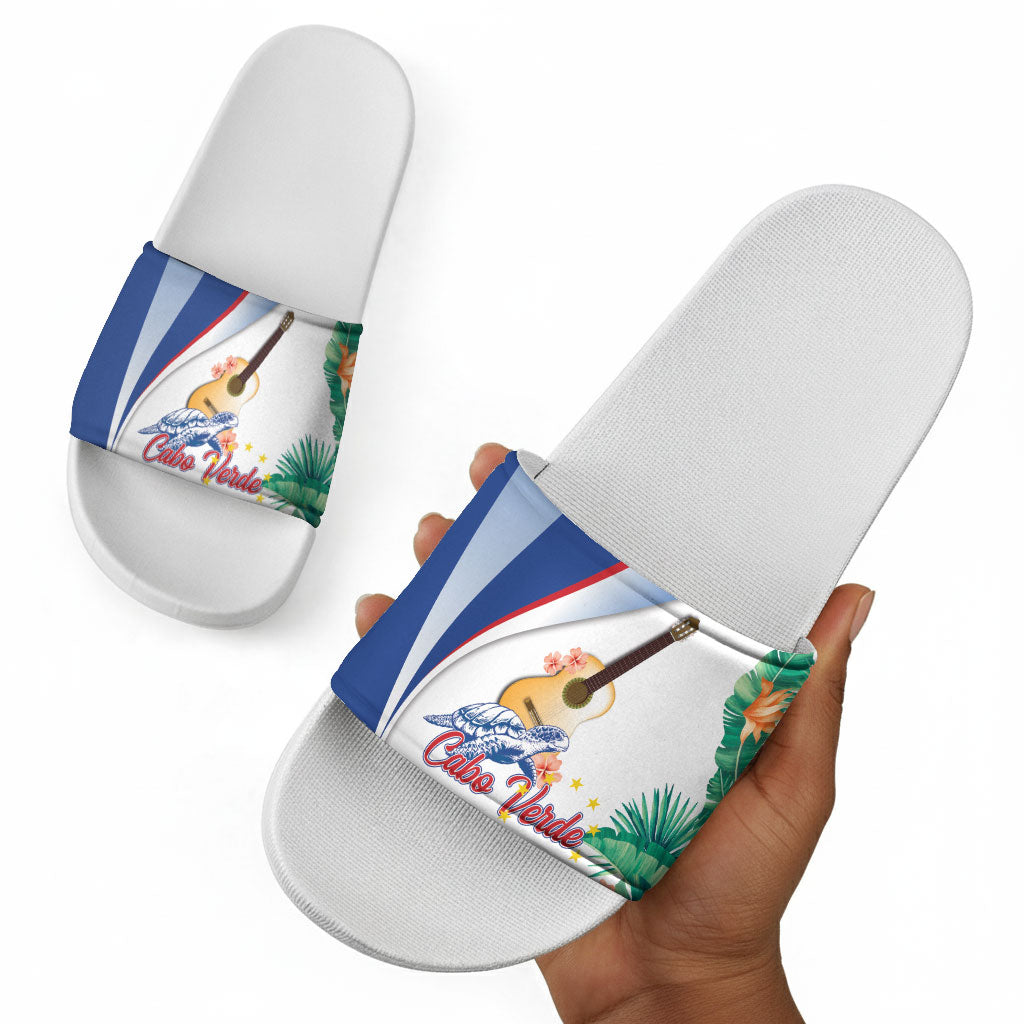 Cavaquinho Cabo Verde Slide Sandals Cape Verdean Instrument Tropical Sea Turtle