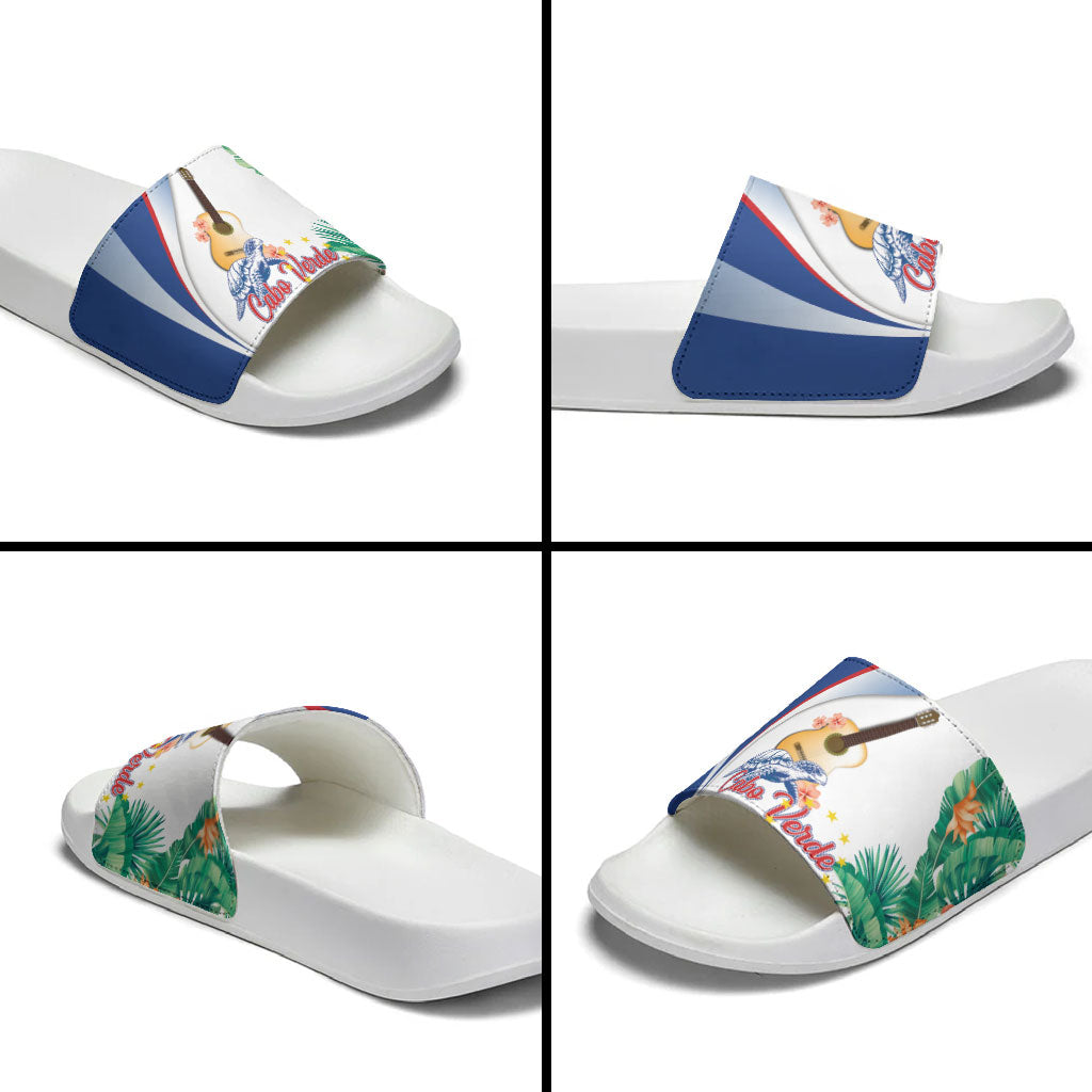 Cavaquinho Cabo Verde Slide Sandals Cape Verdean Instrument Tropical Sea Turtle
