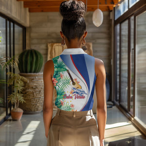 Cavaquinho Cabo Verde Women Sleeveless Polo Shirt Cape Verdean Instrument Tropical Sea Turtle