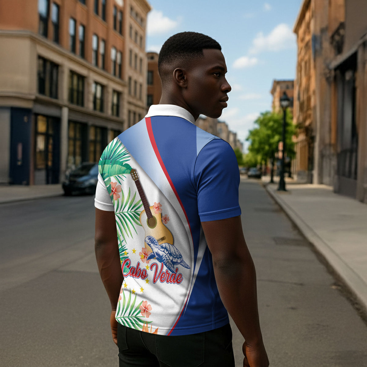 Cavaquinho Cabo Verde Zipper Polo Shirt Cape Verdean Instrument Tropical Sea Turtle