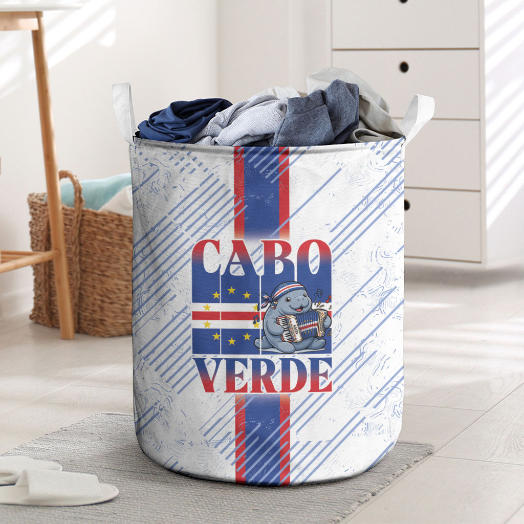 Accordion Gaita Cabo Verde Laundry Basket Cape Verdean Instrument Cute Manatee