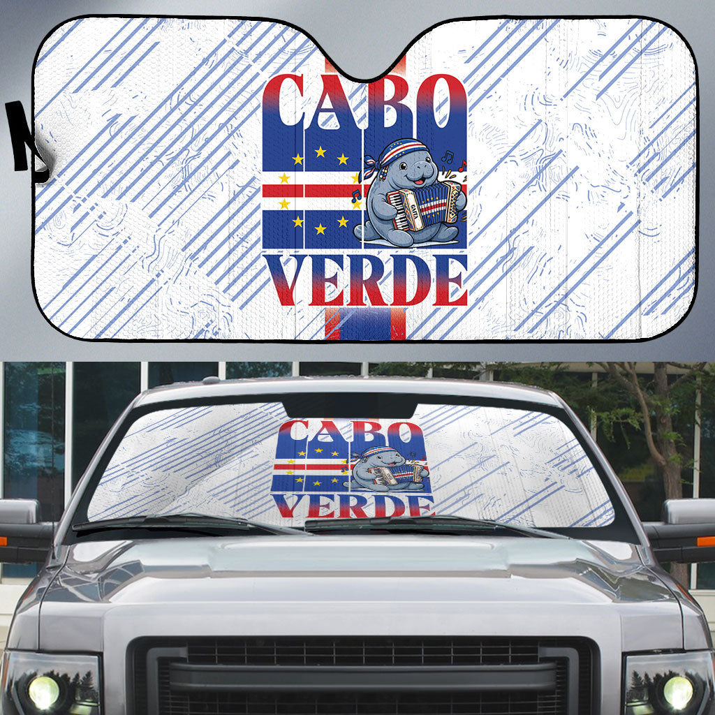 Accordion Gaita Cabo Verde Auto Sun Shade Cape Verdean Instrument Cute Manatee
