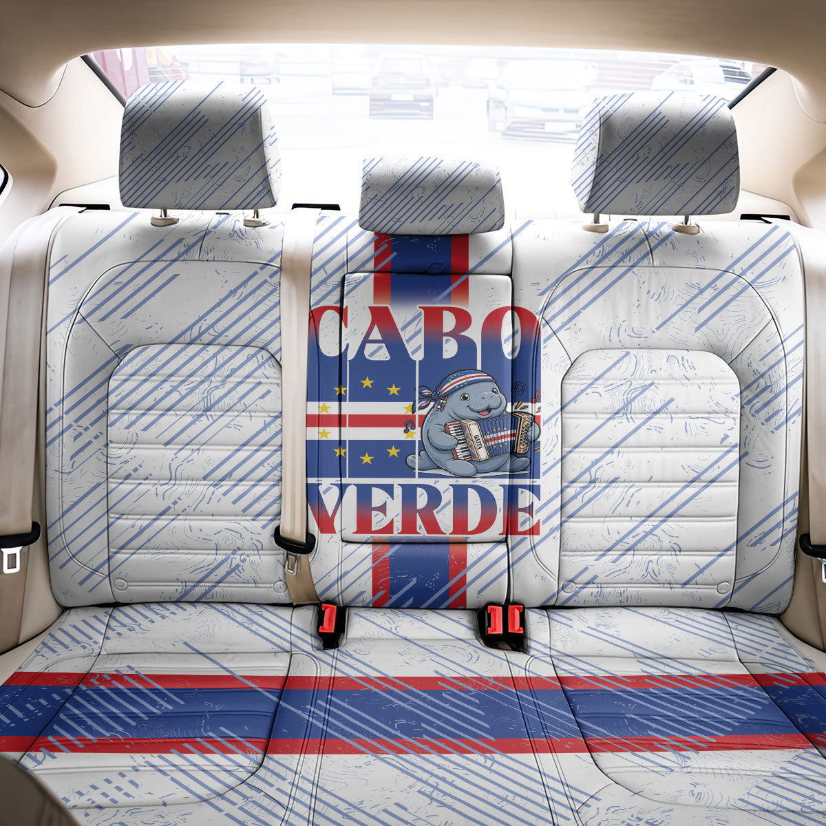 Accordion Gaita Cabo Verde Back Car Seat Cover Cape Verdean Instrument Cute Manatee