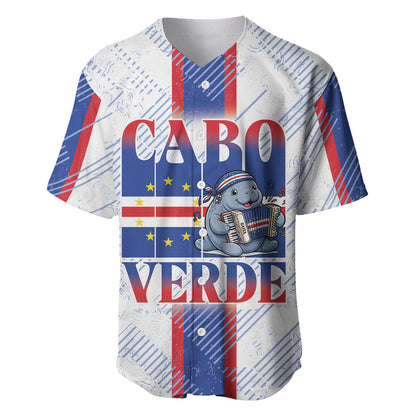Accordion Gaita Cabo Verde Baseball Jersey Cape Verdean Instrument Cute Manatee