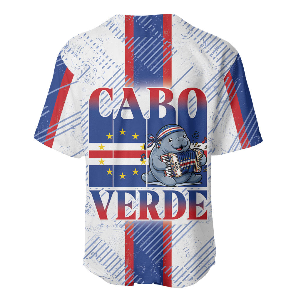 Accordion Gaita Cabo Verde Baseball Jersey Cape Verdean Instrument Cute Manatee