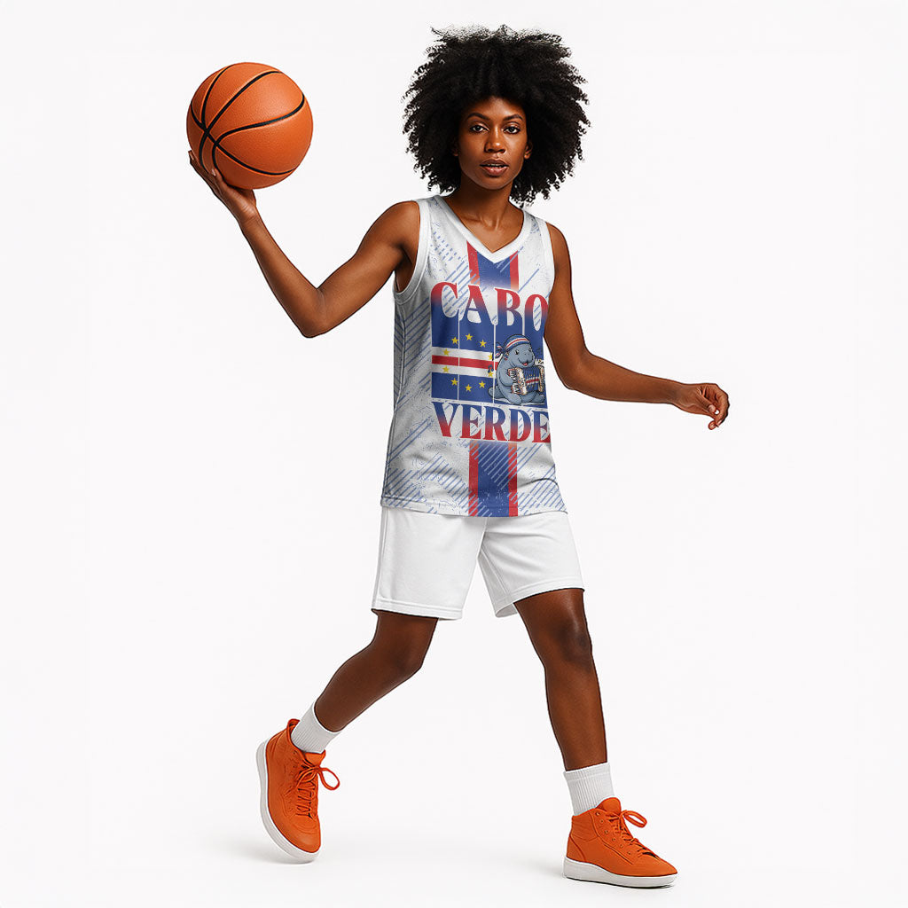 Accordion Gaita Cabo Verde Basketball Jersey Cape Verdean Instrument Cute Manatee