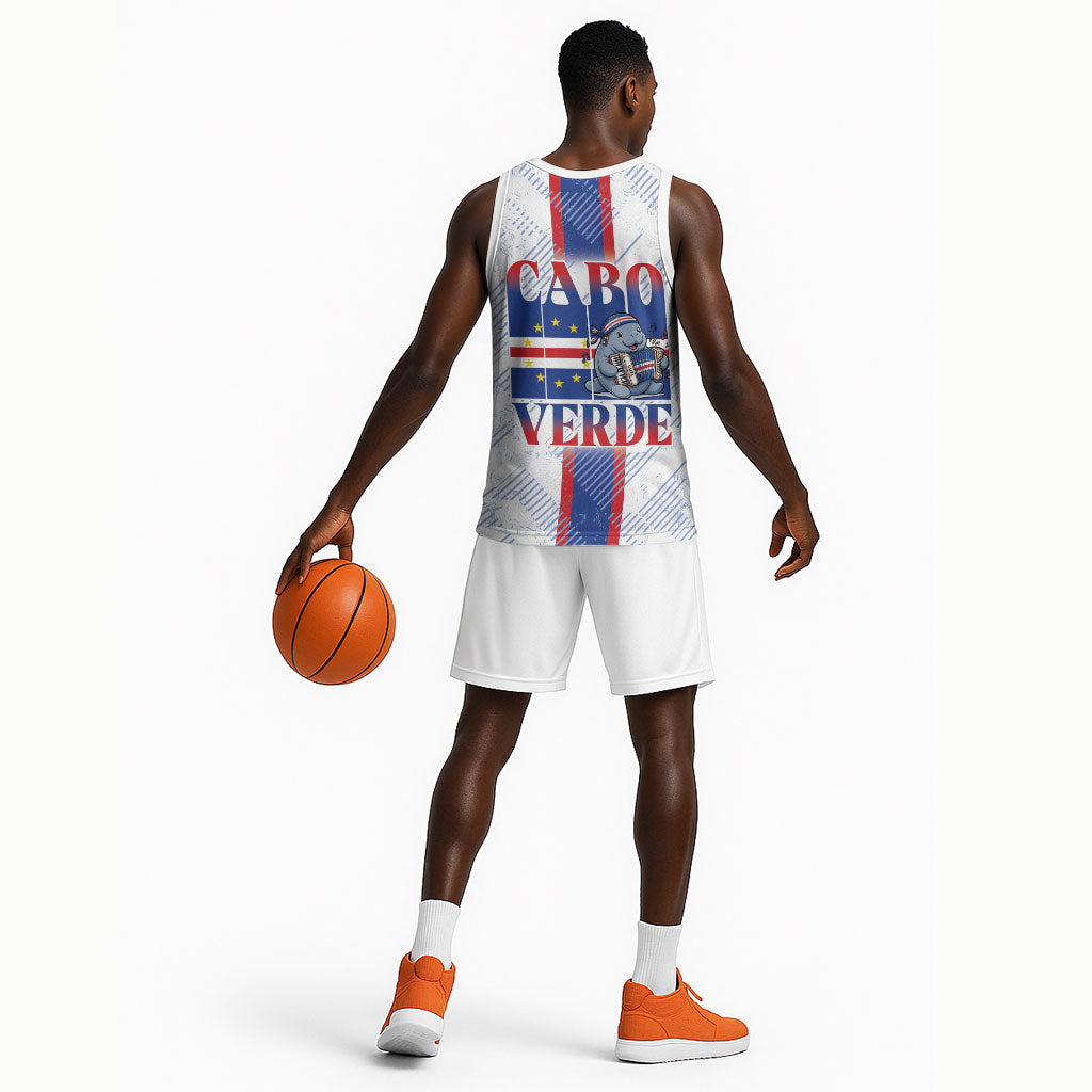 Accordion Gaita Cabo Verde Basketball Jersey Cape Verdean Instrument Cute Manatee