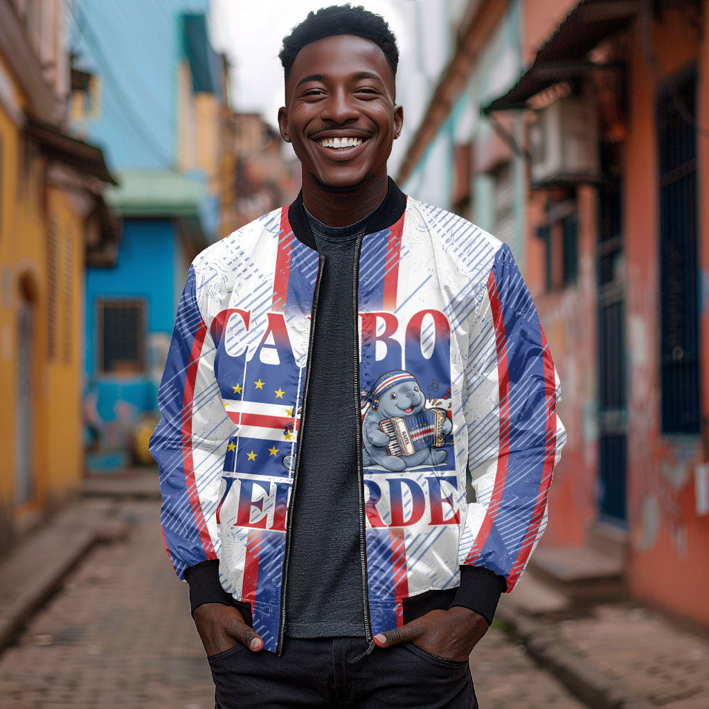 Accordion Gaita Cabo Verde Bomber Jacket Cape Verdean Instrument Cute Manatee