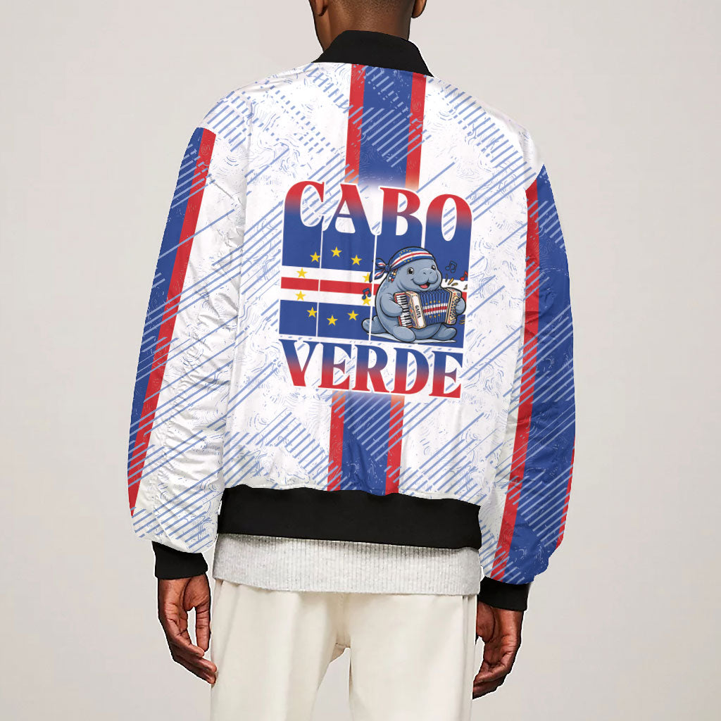 Accordion Gaita Cabo Verde Bomber Jacket Cape Verdean Instrument Cute Manatee