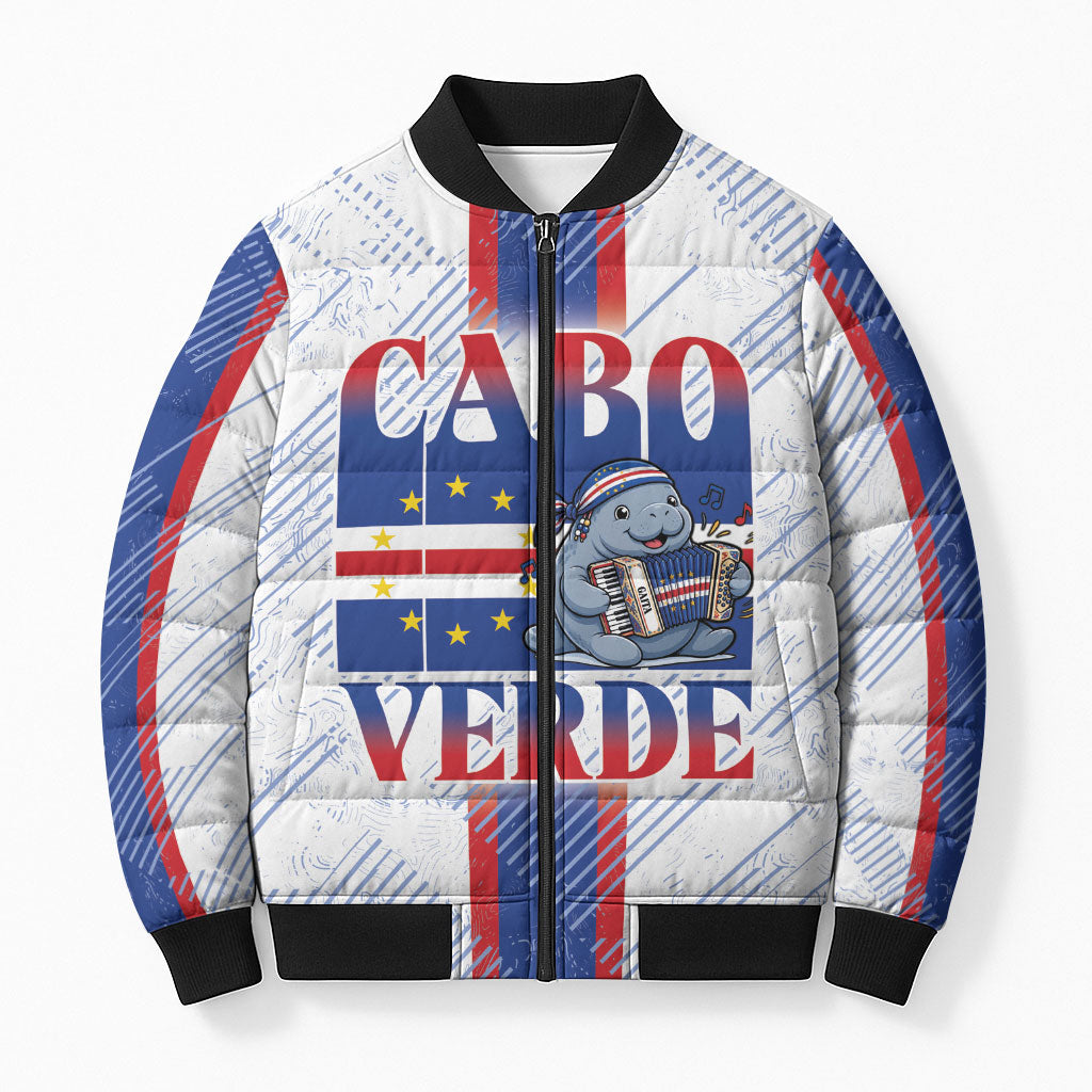 Accordion Gaita Cabo Verde Bomber Puffer Jacket Cape Verdean Instrument Cute Manatee