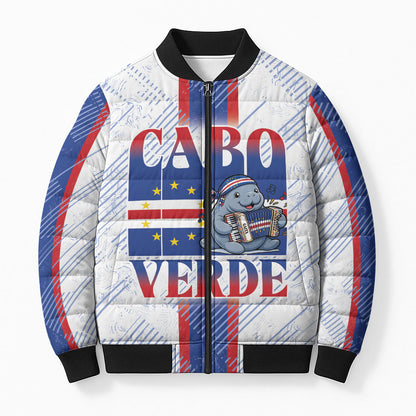 Accordion Gaita Cabo Verde Bomber Puffer Jacket Cape Verdean Instrument Cute Manatee