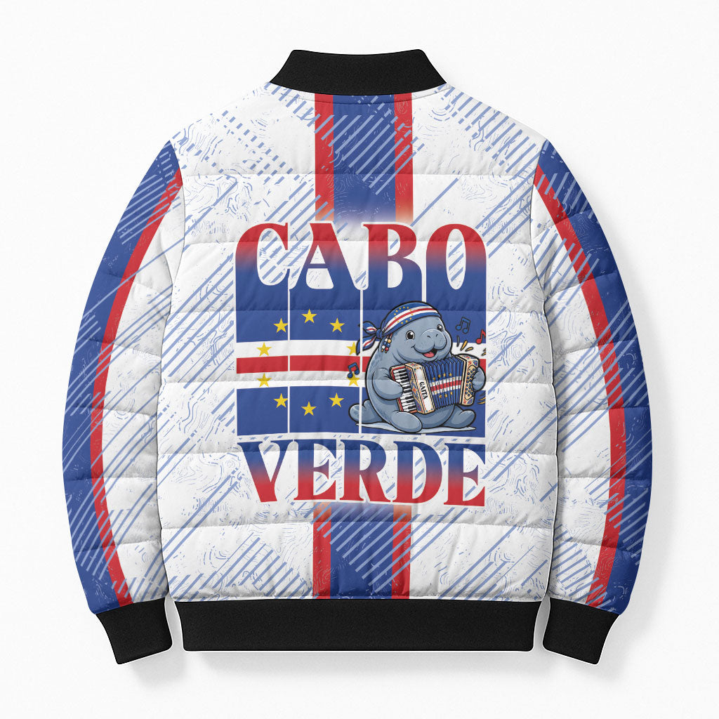 Accordion Gaita Cabo Verde Bomber Puffer Jacket Cape Verdean Instrument Cute Manatee