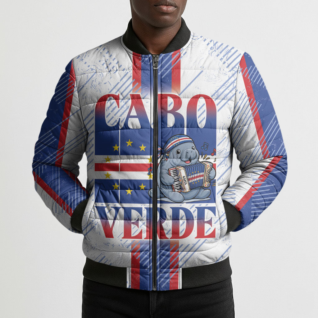 Accordion Gaita Cabo Verde Bomber Puffer Jacket Cape Verdean Instrument Cute Manatee