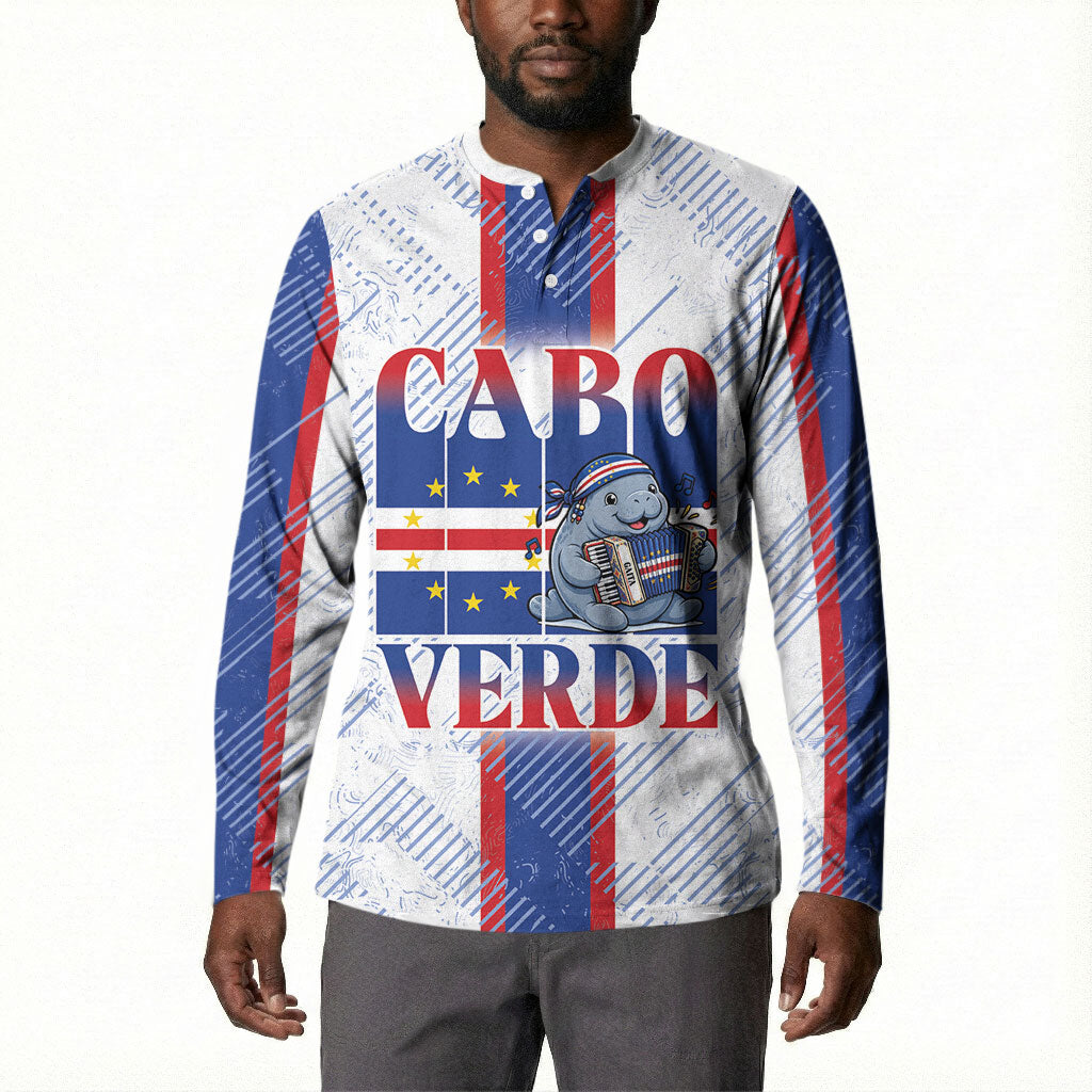 Accordion Gaita Cabo Verde Button Sweatshirt Cape Verdean Instrument Cute Manatee