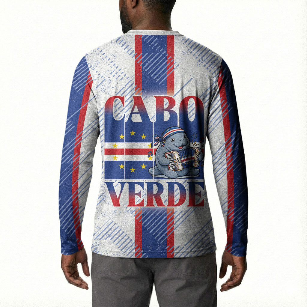 Accordion Gaita Cabo Verde Button Sweatshirt Cape Verdean Instrument Cute Manatee