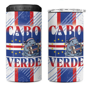 Accordion Gaita Cabo Verde 4 in 1 Can Cooler Tumbler Cape Verdean Instrument Cute Manatee