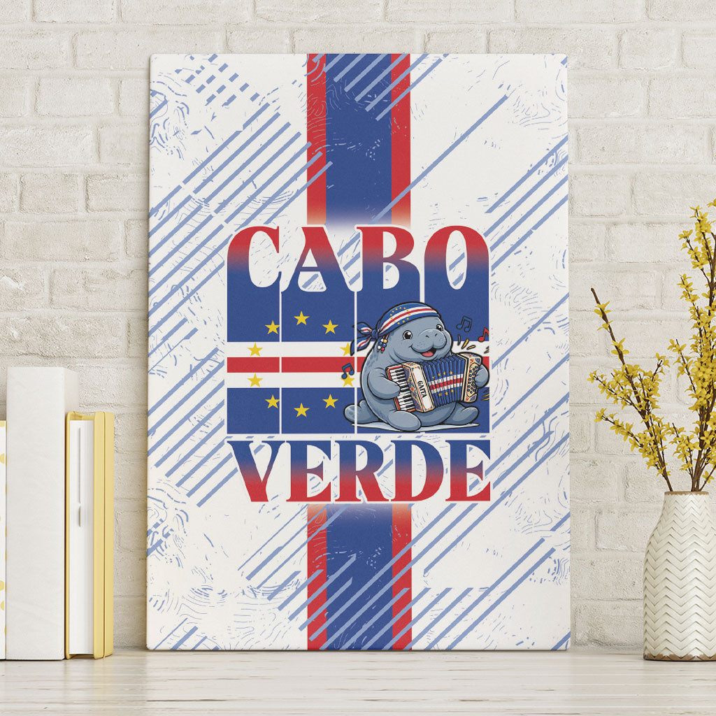 Accordion Gaita Cabo Verde Canvas Wall Art Cape Verdean Instrument Cute Manatee