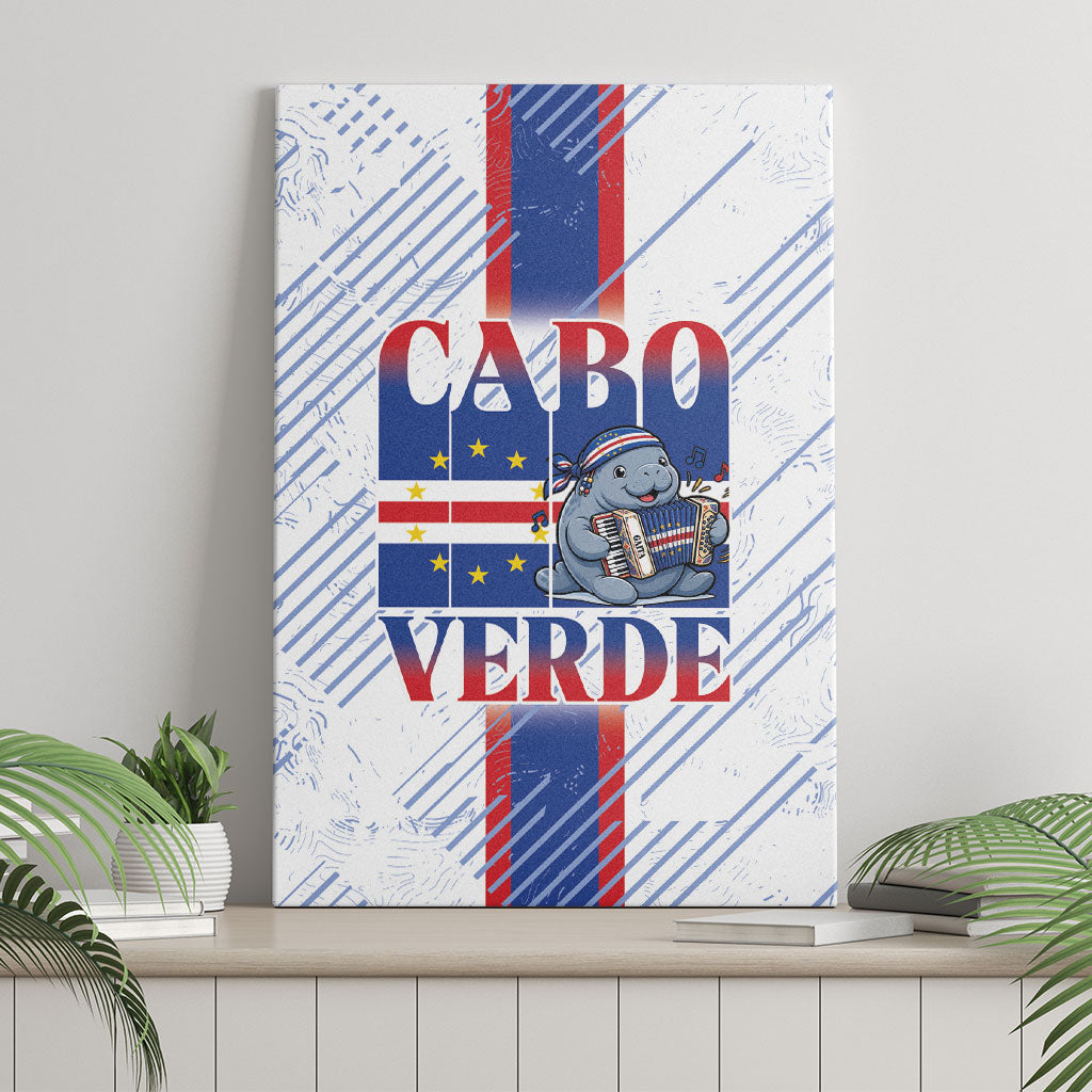 Accordion Gaita Cabo Verde Canvas Wall Art Cape Verdean Instrument Cute Manatee