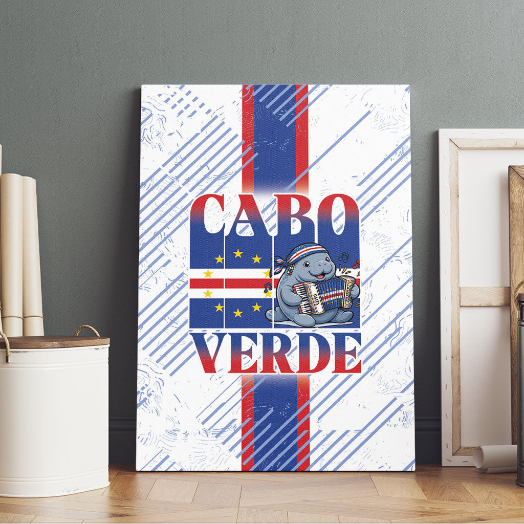 Accordion Gaita Cabo Verde Canvas Wall Art Cape Verdean Instrument Cute Manatee