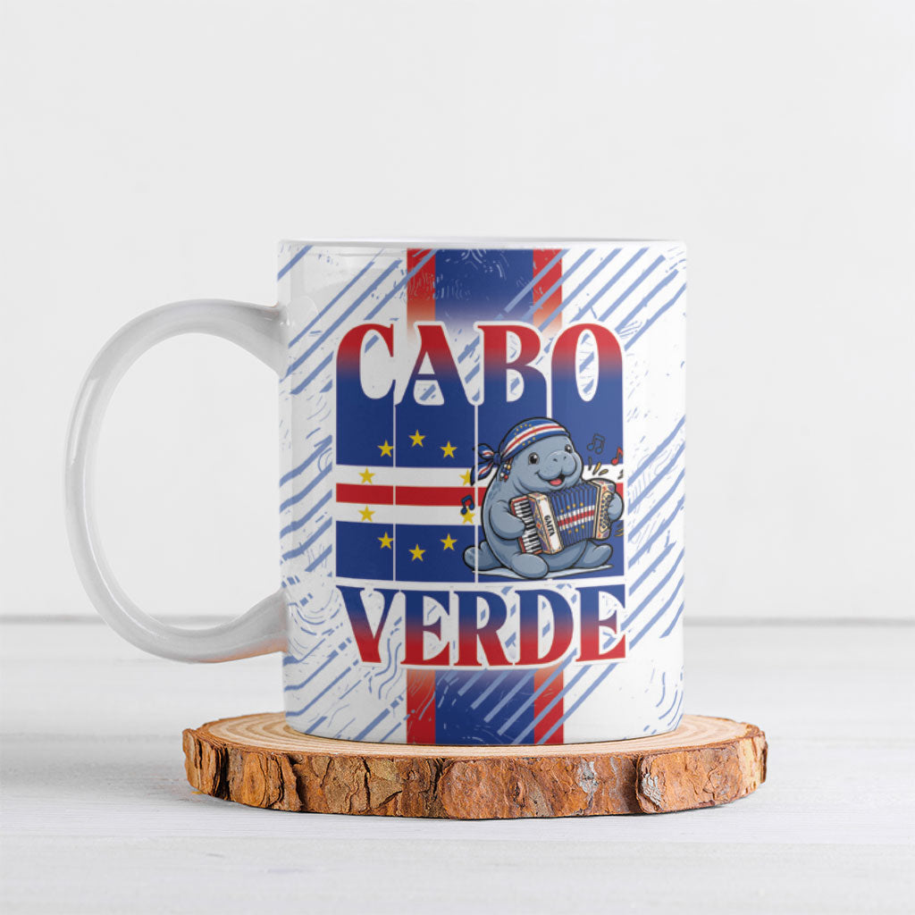 Accordion Gaita Cabo Verde Ceramic Mug Cape Verdean Instrument Cute Manatee