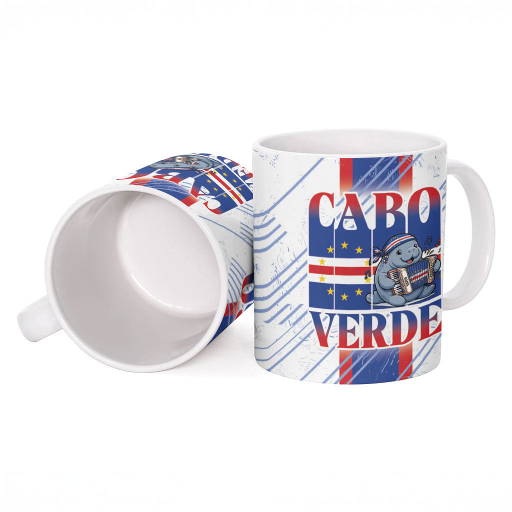 Accordion Gaita Cabo Verde Ceramic Mug Cape Verdean Instrument Cute Manatee