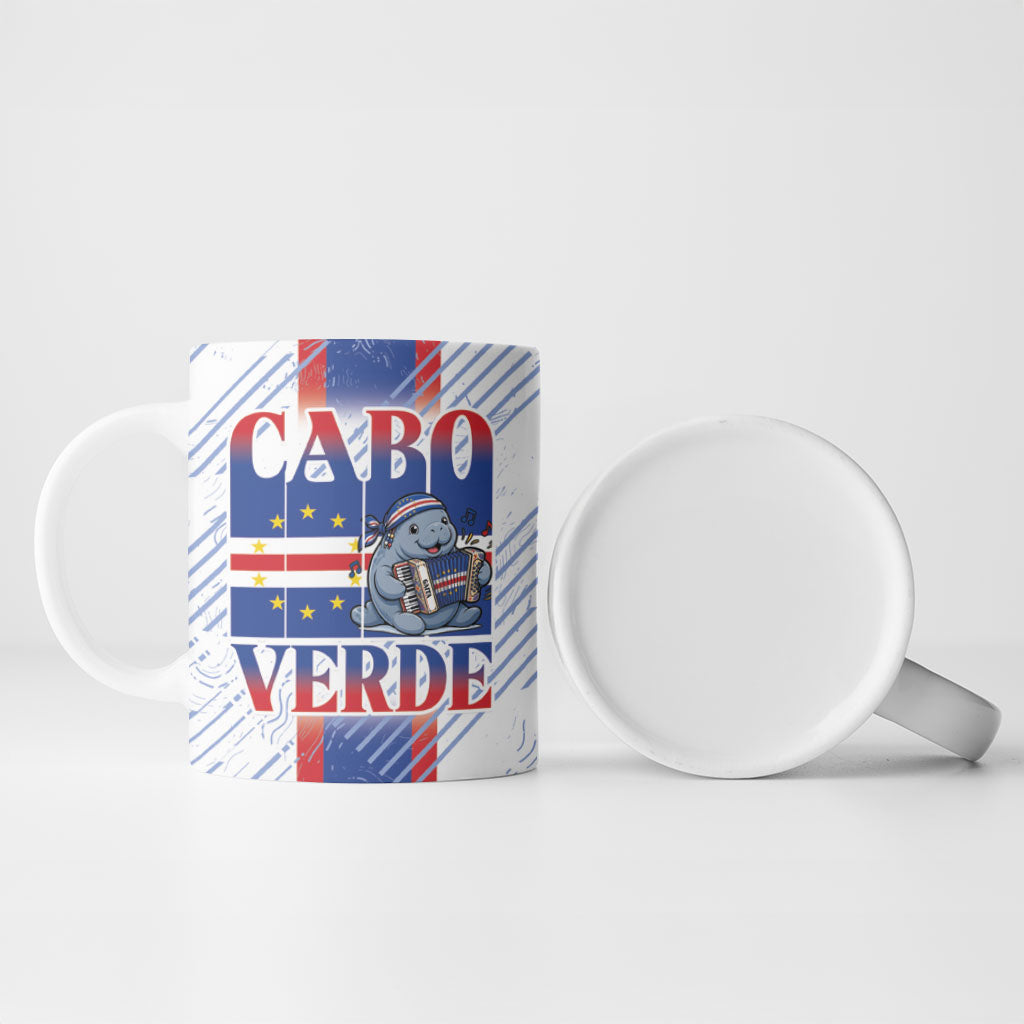 Accordion Gaita Cabo Verde Ceramic Mug Cape Verdean Instrument Cute Manatee