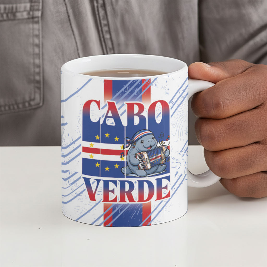 Accordion Gaita Cabo Verde Ceramic Mug Cape Verdean Instrument Cute Manatee