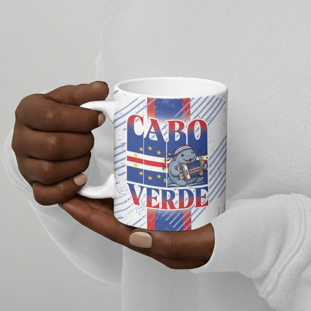 Accordion Gaita Cabo Verde Ceramic Mug Cape Verdean Instrument Cute Manatee