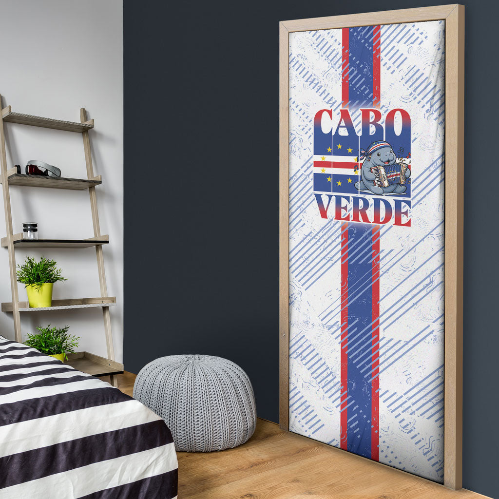 Accordion Gaita Cabo Verde Door Cover Cape Verdean Instrument Cute Manatee